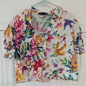 RACHEL Rachel Roy Multicolor Floral Button-Down Shirt